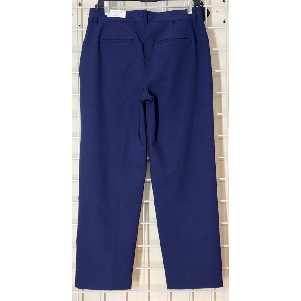 Chico's Fly Front Ankle Pant Passport Navy Blue Straight Leg Size 1(U.S. 8) NWT - Picture 3 of 9